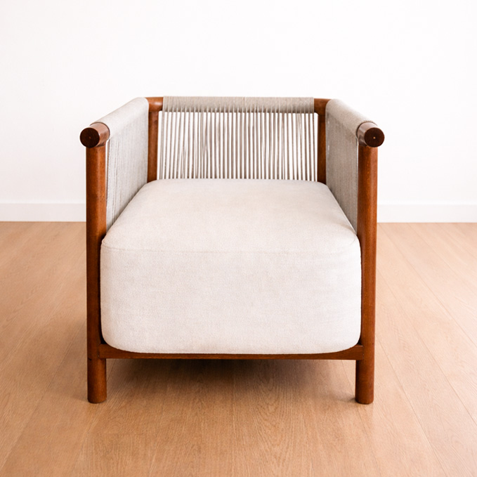 Arden Rope Lounge Chair solid wood frame modern accent chair